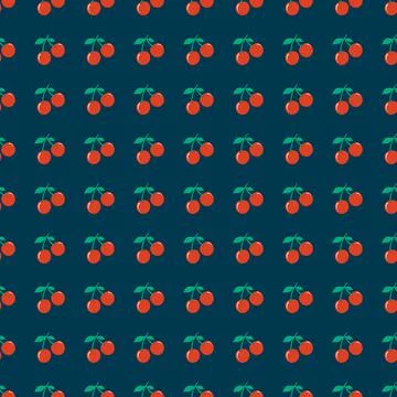 Seamless red cherry pattern design, flat cherry pattern template wrapping pap 스톡 사진