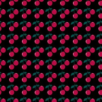 Seamless red cherry pattern design, flat cherry pattern template wrapping pap Stock Photos