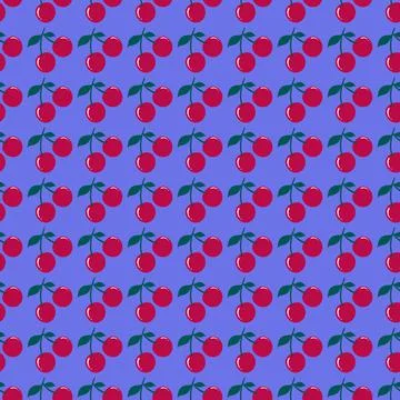 Seamless red cherry pattern design, flat cherry pattern template wrapping pap Stock Photos