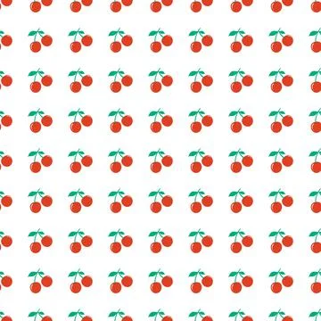 Seamless red cherry pattern design, flat cherry pattern template wrapping pap 스톡 사진
