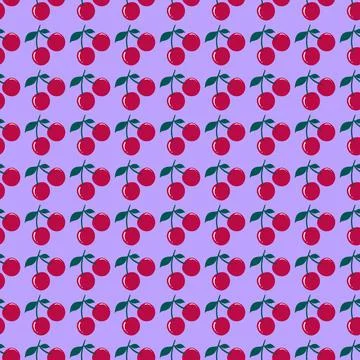 Seamless red cherry pattern design, flat cherry pattern template wrapping pap Stock Photos