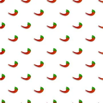 Seamless red chili pepper pattern on white background Stock Illustration