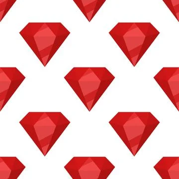Seamless Red Diamond Pattern. Flat Cartoon Vector Luxury Gemstone Background Stock Illustration
