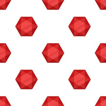 Seamless Red Diamond Pattern. Flat Cartoon Vector Luxury Gemstone Background 스톡 일러스트