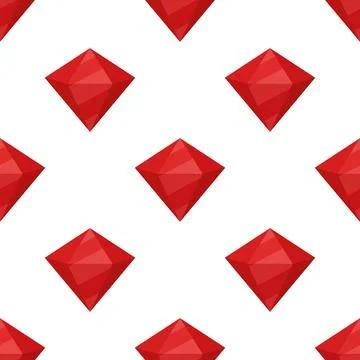 Seamless Red Diamond Pattern. Flat Cartoon Vector Luxury Gemstone Background Illustrazione stock