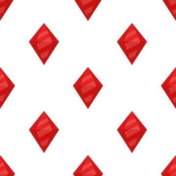 Seamless Red Diamond Pattern. Flat Cartoon Vector Luxury Gemstone Background Stock Illustration