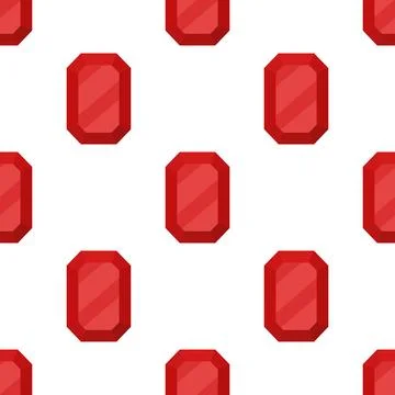 Seamless Red Diamond Pattern. Flat Cartoon Vector Luxury Gemstone Background Illustrazione stock