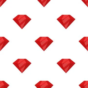 Seamless Red Diamond Pattern. Flat Cartoon Vector Luxury Gemstone Background Stock Illustration