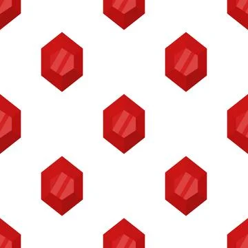 Seamless Red Diamond Pattern. Flat Cartoon Vector Luxury Gemstone Background Stock Illustration