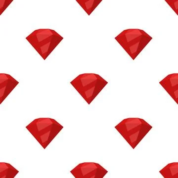 Seamless Red Diamond Pattern. Flat Cartoon Vector Luxury Gemstone Background 스톡 일러스트
