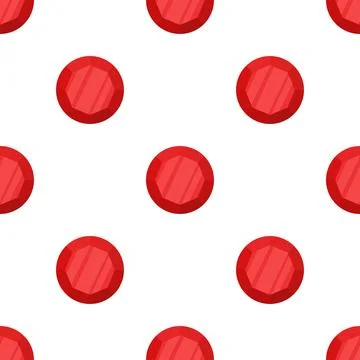 Seamless Red Diamond Pattern. Flat Cartoon Vector Luxury Gemstone Background Stock Illustration