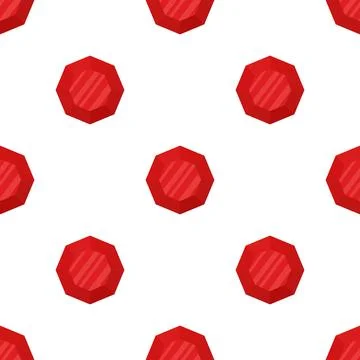 Seamless Red Diamond Pattern. Flat Cartoon Vector Luxury Gemstone Background Stock Illustration