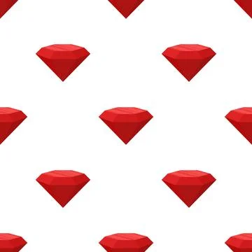Seamless Red Diamond Pattern. Flat Cartoon Vector Luxury Gemstone Background Stock Illustration
