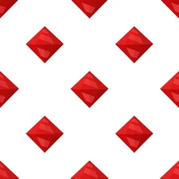 Seamless Red Diamond Pattern. Flat Cartoon Vector Luxury Gemstone Background Stock Illustration