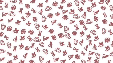 Seamless red doodle pattern background with assorted icons for design Stock Footage 331599346