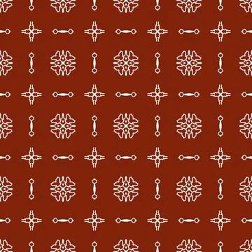 A seamless red fabric pattern featuring elegant white floral Stock Illustration