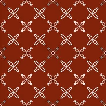 A seamless red fabric pattern featuring elegant white floral Stock Illustration