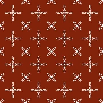 A seamless red fabric pattern featuring elegant white floral Stock Illustration