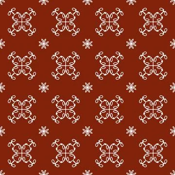 A seamless red fabric pattern featuring elegant white floral Stock Illustration
