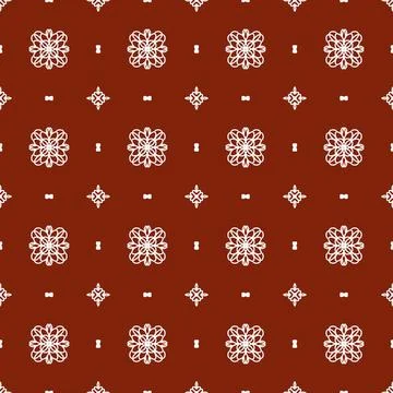 A seamless red fabric pattern featuring elegant white floral Stock Illustration