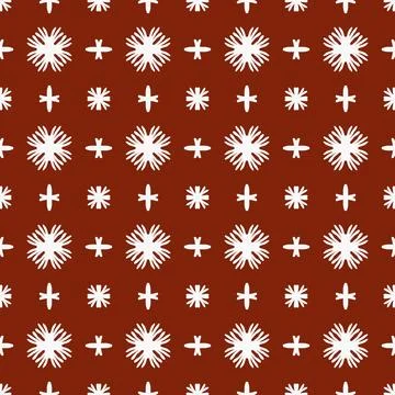A seamless red fabric pattern featuring elegant white floral Stock Illustration
