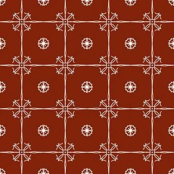 A seamless red fabric pattern featuring elegant white floral Stock Illustration