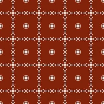 A seamless red fabric pattern featuring elegant white floral Stock Illustration