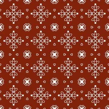 A seamless red fabric pattern featuring elegant white floral Stock Illustration