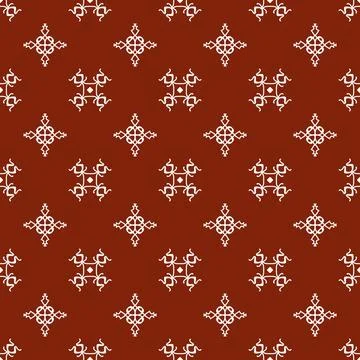 A seamless red fabric pattern featuring elegant white floral Stock Illustration