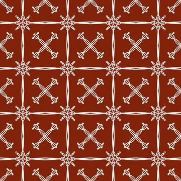 A seamless red fabric pattern featuring elegant white floral Stock Illustration