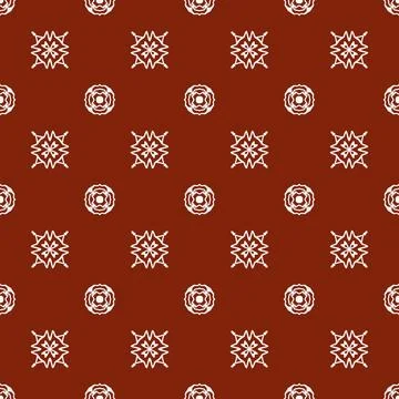 A seamless red fabric pattern featuring elegant white floral Stock Illustration