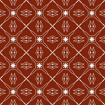 A seamless red fabric pattern featuring elegant white floral Stock Illustration