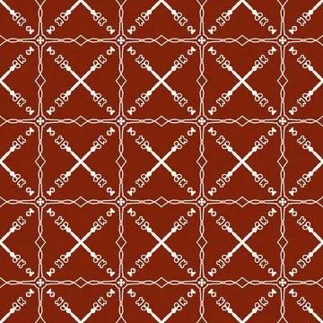 A seamless red fabric pattern featuring elegant white floral Stock Illustration