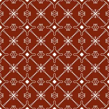 A seamless red fabric pattern featuring elegant white floral Stock Illustration