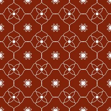 A seamless red fabric pattern featuring elegant white floral Stock Illustration