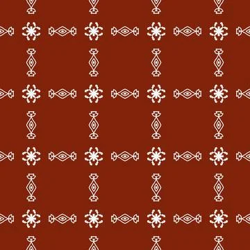 A seamless red fabric pattern featuring elegant white floral Stock Illustration