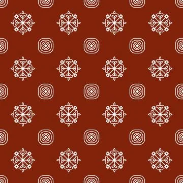 A seamless red fabric pattern featuring elegant white floral Stock Illustration