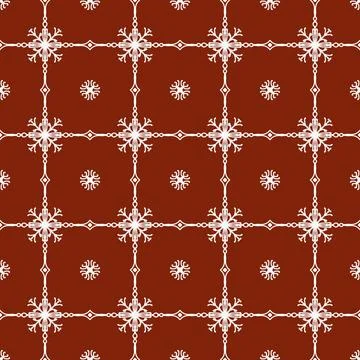 A seamless red fabric pattern featuring elegant white floral Stock Illustration