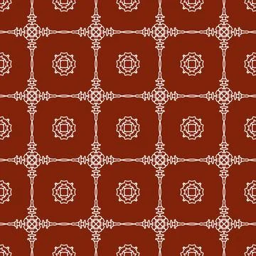 A seamless red fabric pattern featuring elegant white floral Stock Illustration