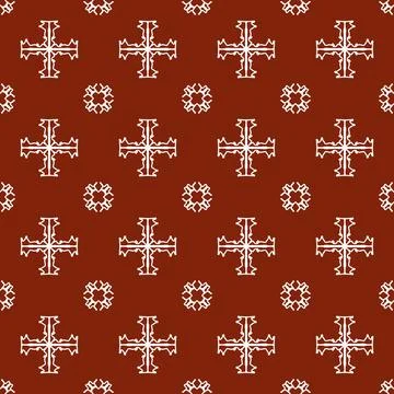 A seamless red fabric pattern featuring elegant white floral Stock Illustration