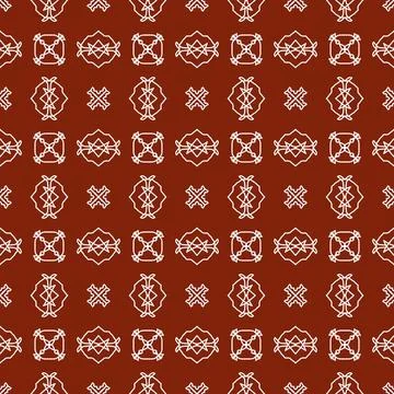 A seamless red fabric pattern featuring elegant white floral Stock Illustration