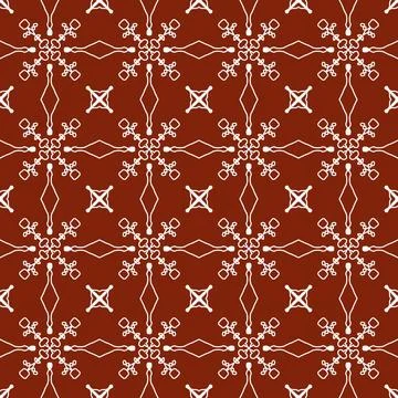 A seamless red fabric pattern featuring elegant white floral Stock Illustration