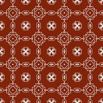 A seamless red fabric pattern featuring elegant white floral Stock Illustration