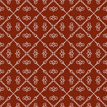 A seamless red fabric pattern featuring elegant white floral Stock Illustration