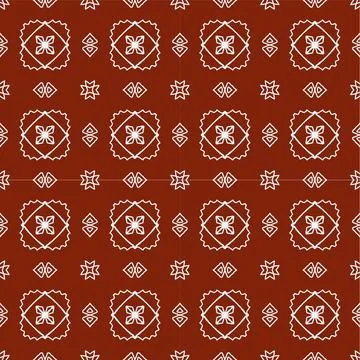 A seamless red fabric pattern featuring elegant white floral Stock Illustration