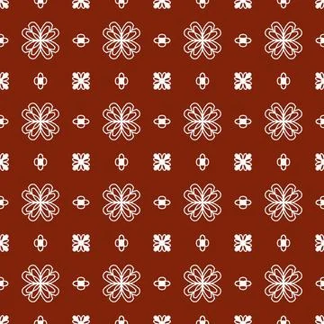 A seamless red fabric pattern featuring elegant white floral Stock Illustration