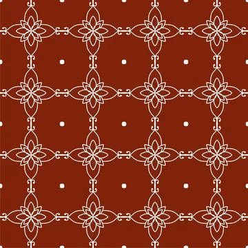 A seamless red fabric pattern featuring elegant white floral Stock Illustration