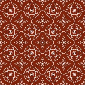 A seamless red fabric pattern featuring elegant white floral Stock Illustration