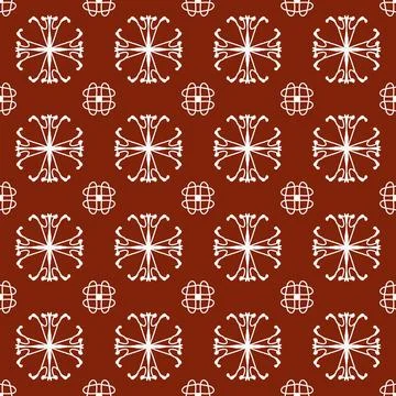 A seamless red fabric pattern featuring elegant white floral Stock Illustration