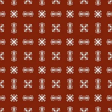 A seamless red fabric pattern featuring elegant white floral Stock Illustration